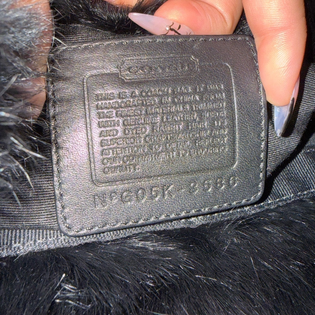 Vintage COACH y2k 3586 Limited EDITION Quilted Rabbit Fur Satin Shoulder Bag