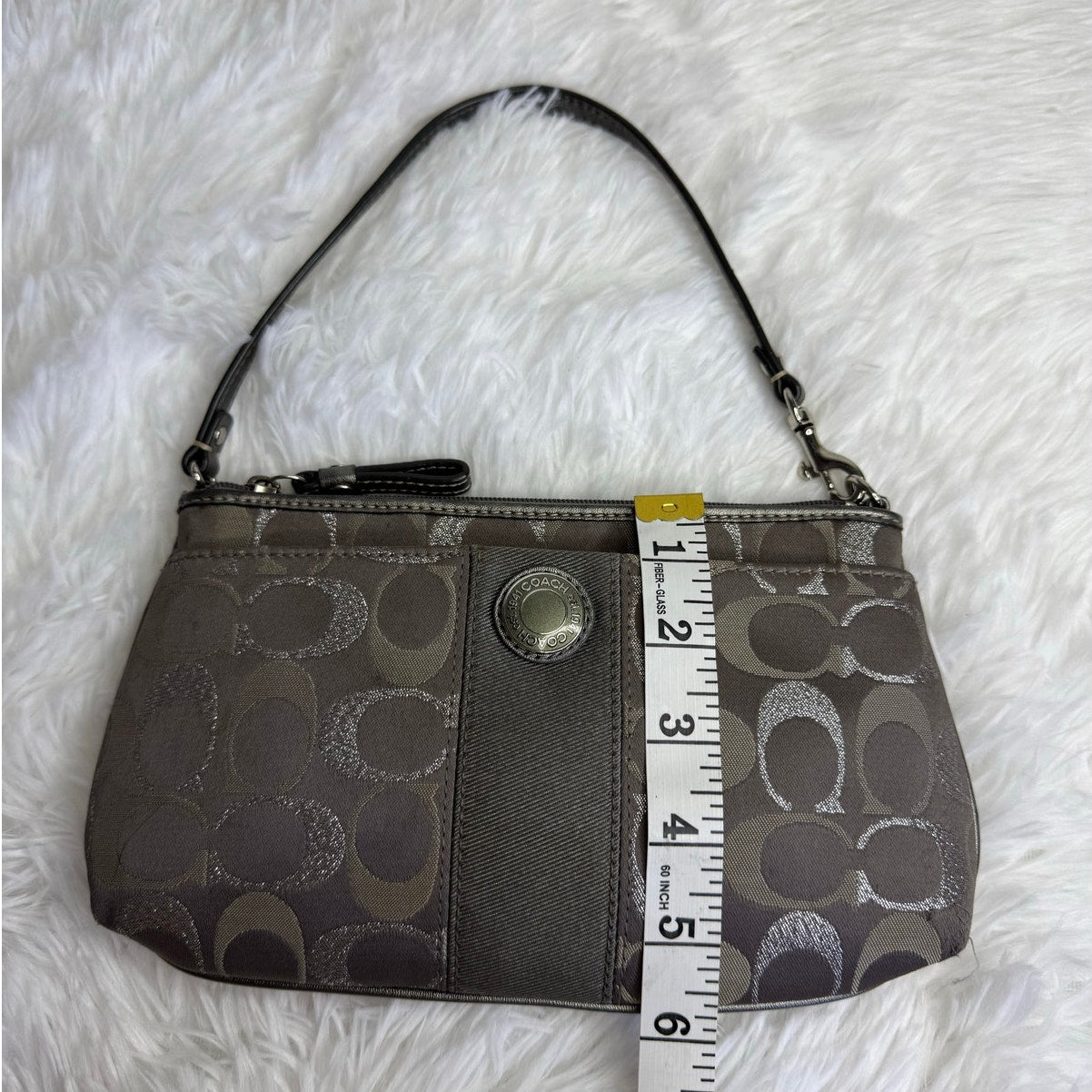 COACH y2k Gray Silver Signature Canvas  Mini Purse Wristlet