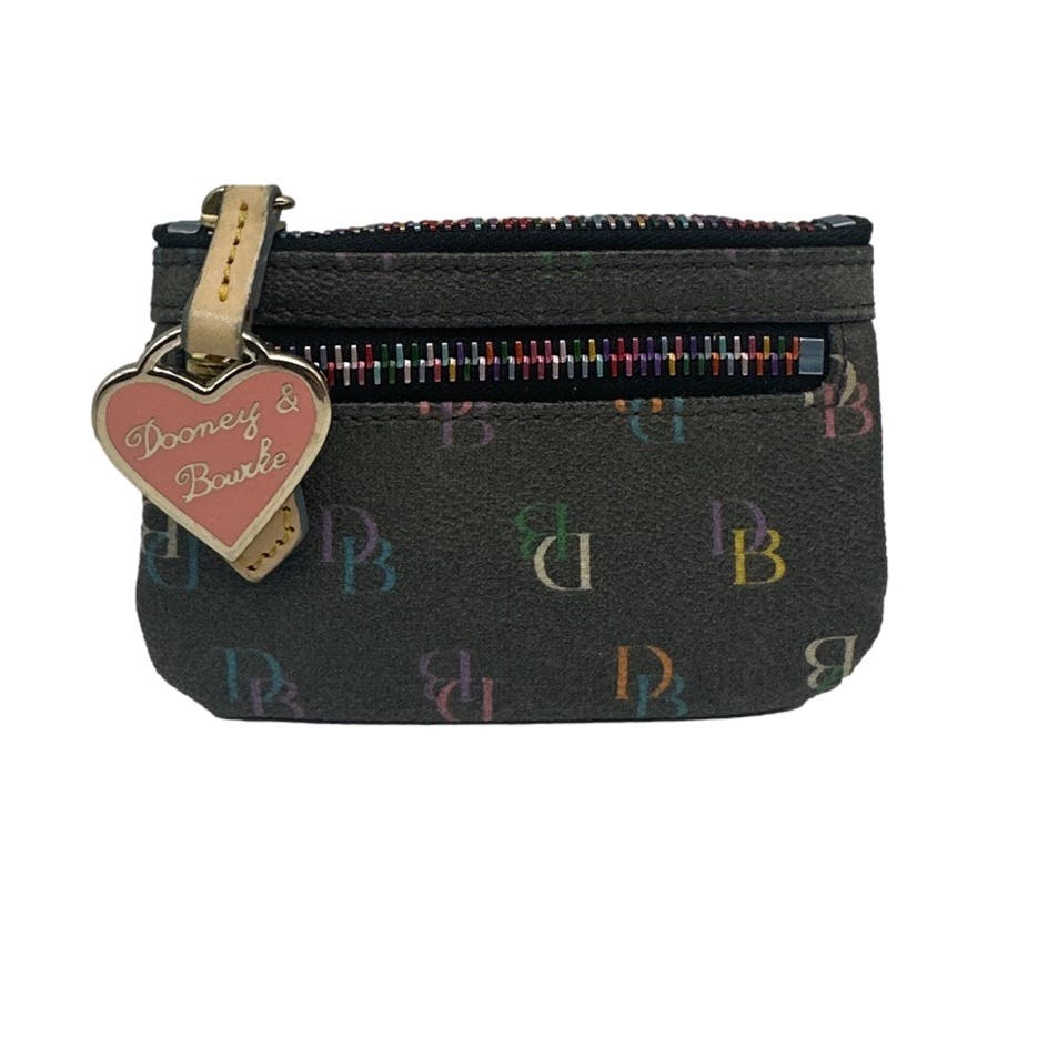 DOONEY & BOURKE Gray and Multi-color Signature Coated Canvas Coin Purse