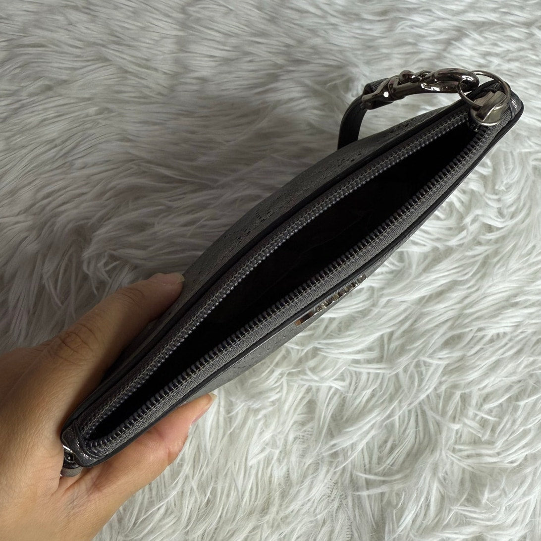 COACH Metallic Silver Signature Wristlet