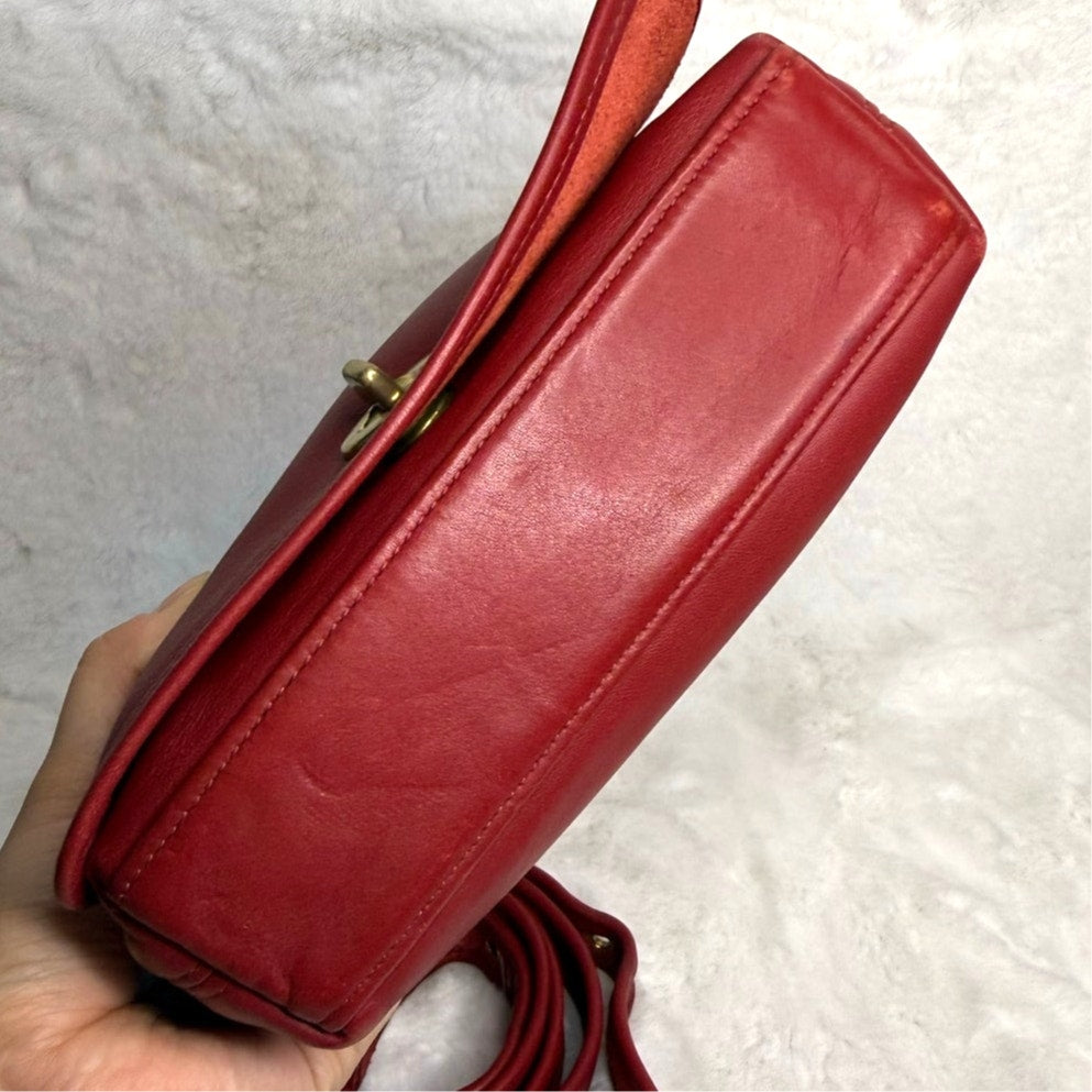 Vintage Coach y2k Red Legacy Companion Flap Crossbody Shoulder Bag