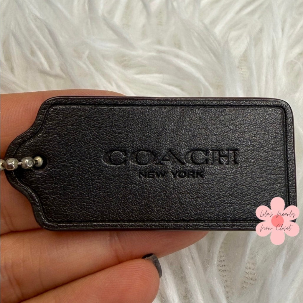 2" COACH Brown Fob Bag Charm Hang tag Hangtag