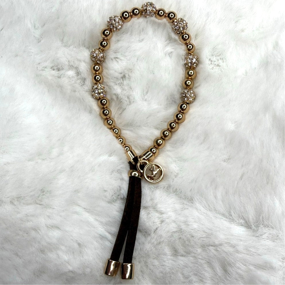 Michael Kors Gold-Tone Beaded Stretch Bracelet