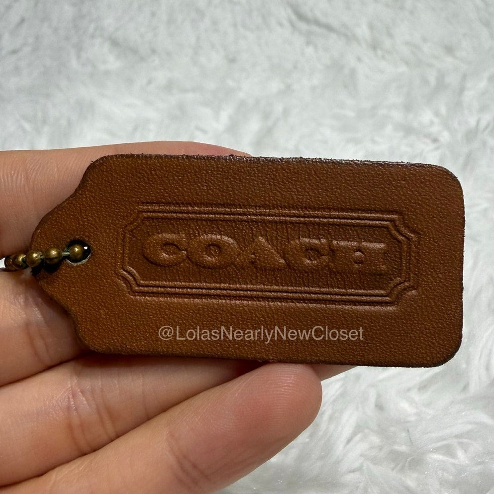 2" Vintage COACH British Tan Fob Bag Charm Hang tag Hangtag