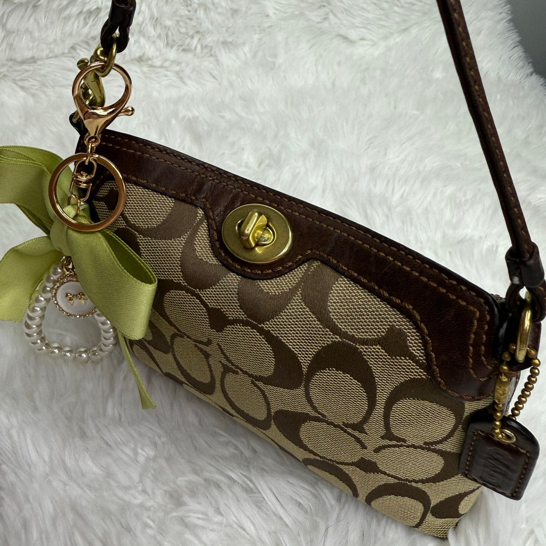 COACH y2k Brown Signature Canvas Mini Purse / Wristlet