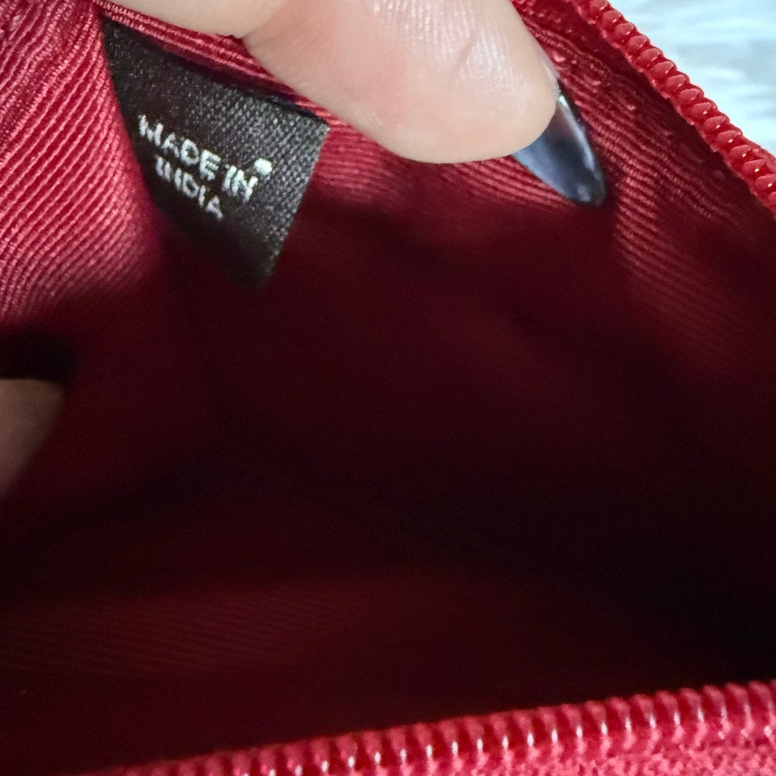 y2k Coach Vintage Red Signature Card Wallet with Chain Ring