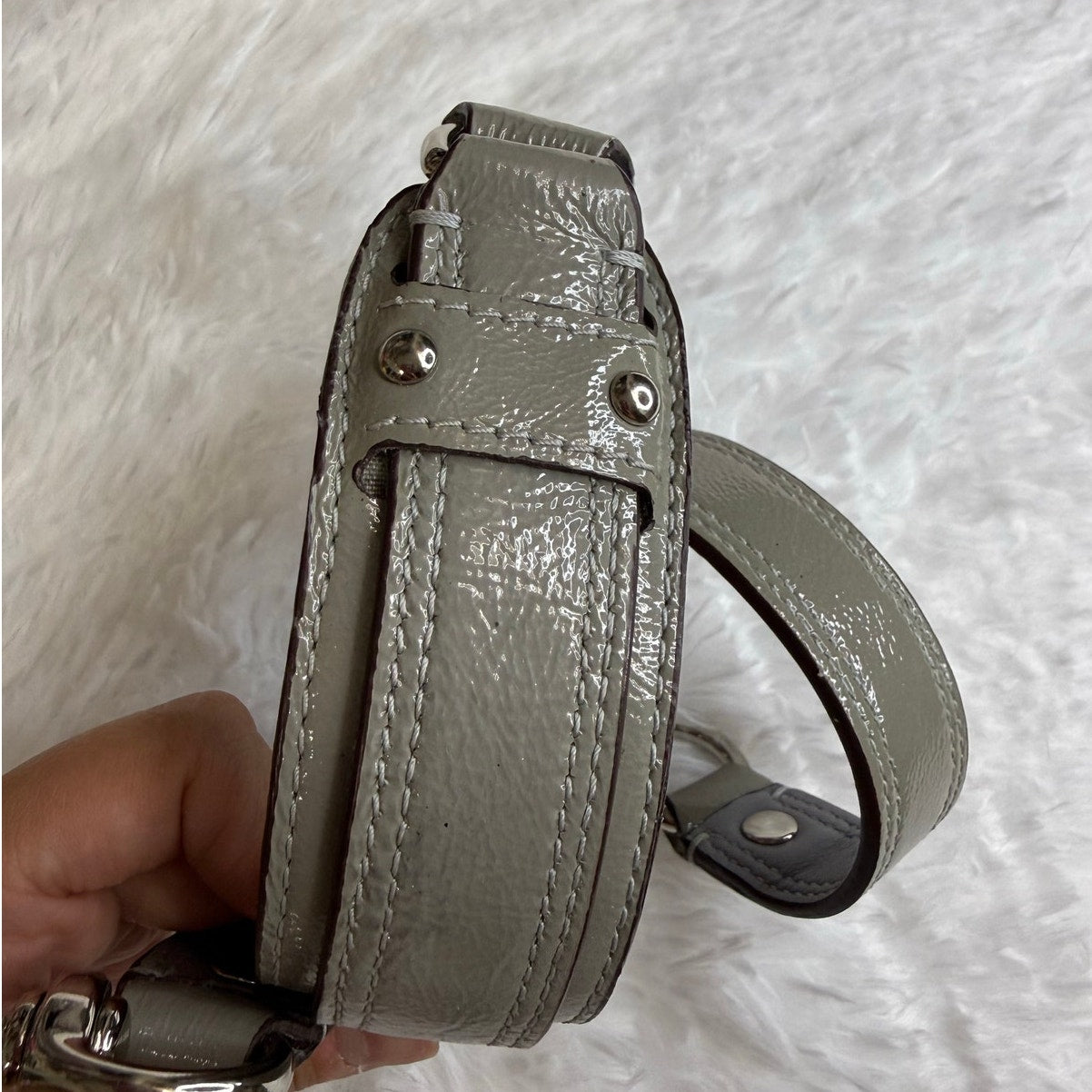 Patent Leather Gray Shoulder Replacement Strap