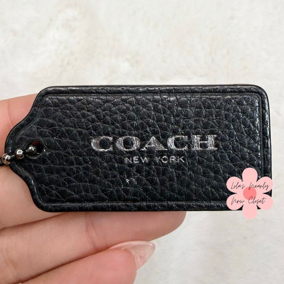 2" COACH Black Fob Bag Charm Hang tag Hangtag