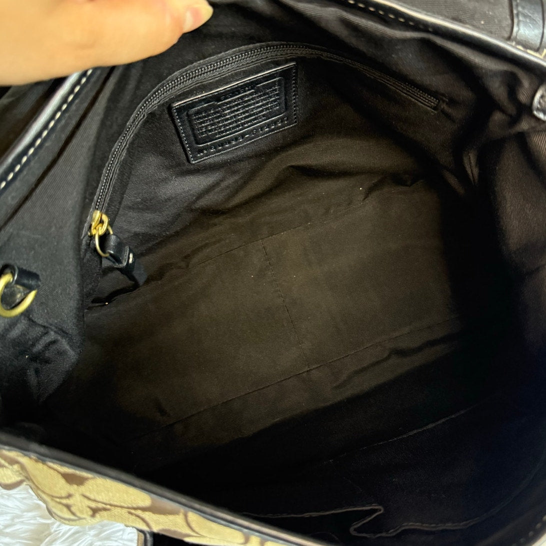 y2k COACH Black Brown Khaki Signature Legacy Flip Turnlock