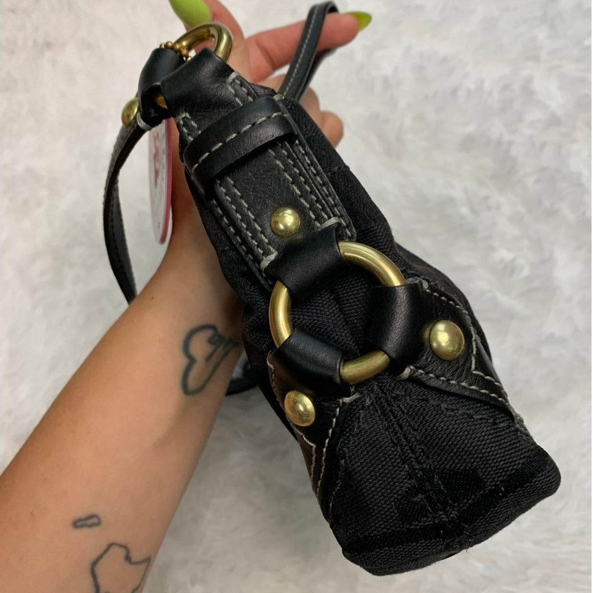 Vintage Coach y2k Carly Canvas Leather Mini Shoulder Bag