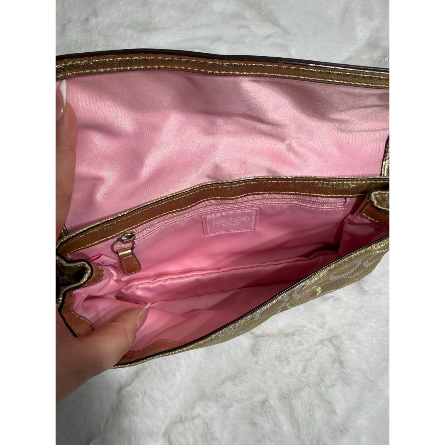 y2k COACH Vintage Demi Metallic Gold Silver Mini Purse