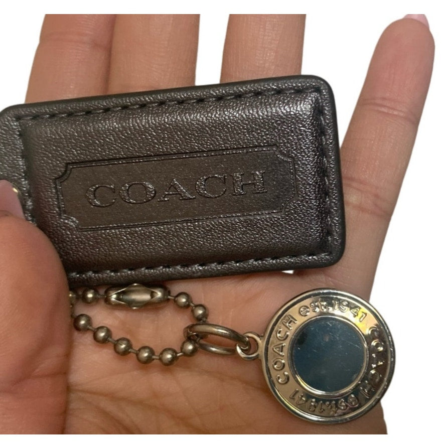 2" COACH Metallic Gray Fob Bag Charm Hang tag Hangtag