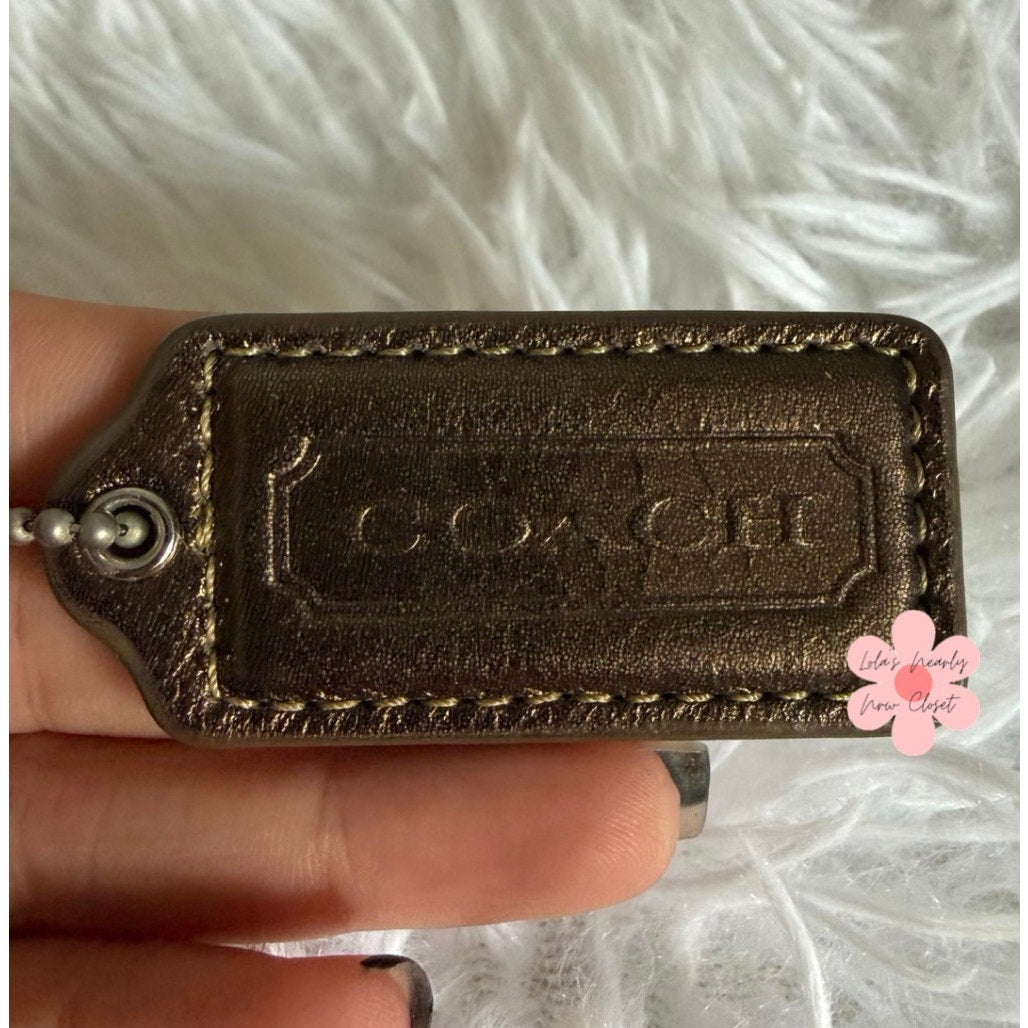 2” COACH Bronze Fob Bag Charm Hang tag Hangtag