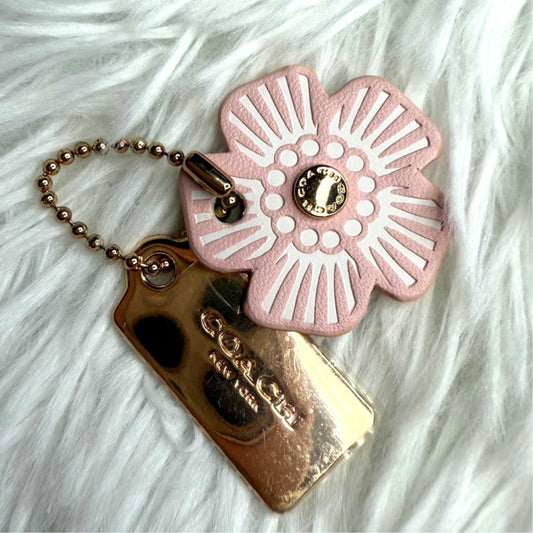 COACH Gold Tea Rose Flower Floral Bag Charm Hang Tag Hangtag