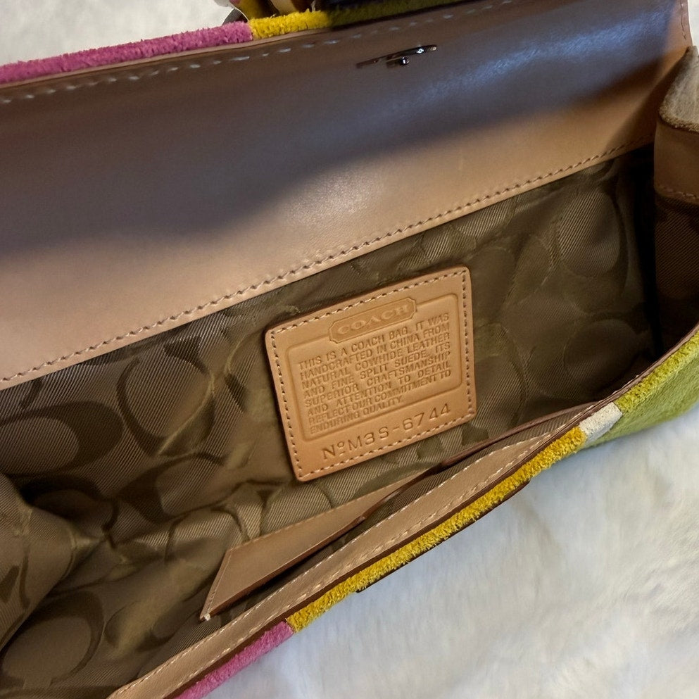 y2k Coach Vintage 2003 SoHo Striped Suede & Leather Wristlet Wallet