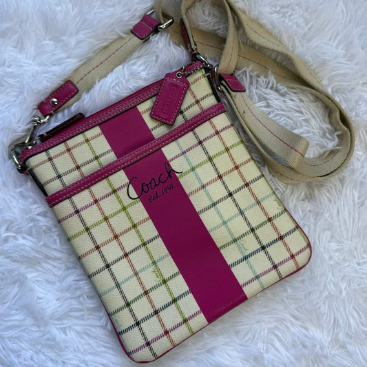 COACH Fuchsia Heritage Plaid Crossbody