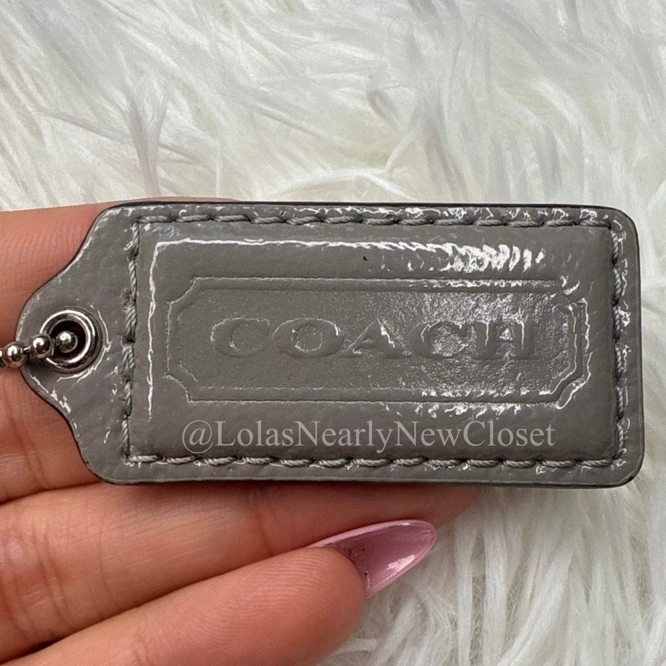 2" COACH Gray Fob Bag Charm Hang tag Hangtag