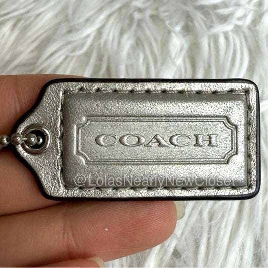 1.5" COACH Silver Fob Bag Charm Hang tag Hangtag