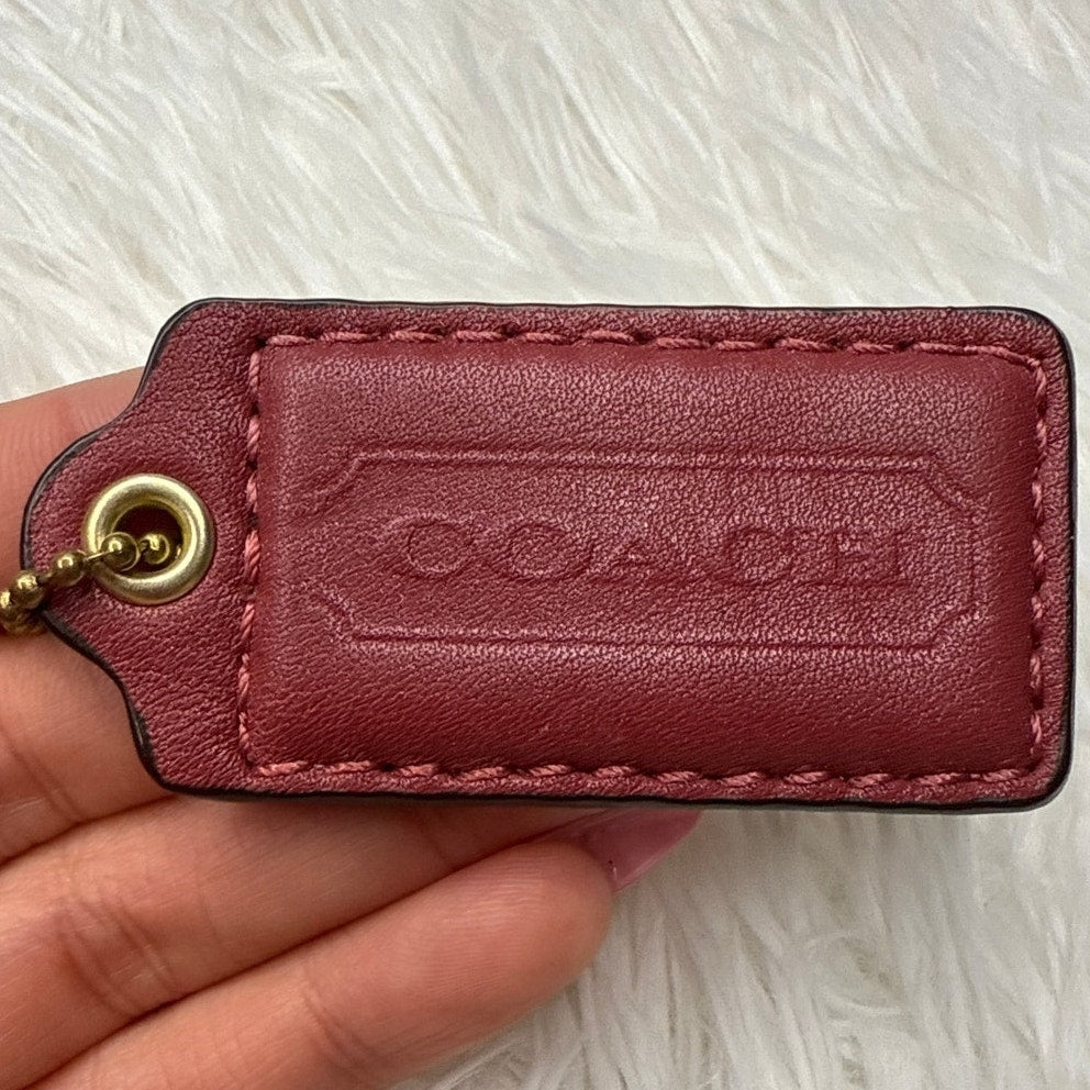 2" COACH Wine Red Fob Bag Charm Hang tag Hangtag