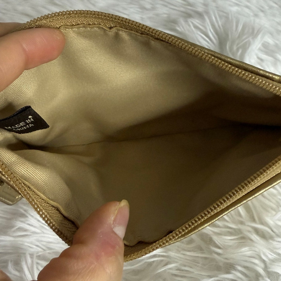 y2k COACH Tan Signature Canvas Suede Stud Wristlet