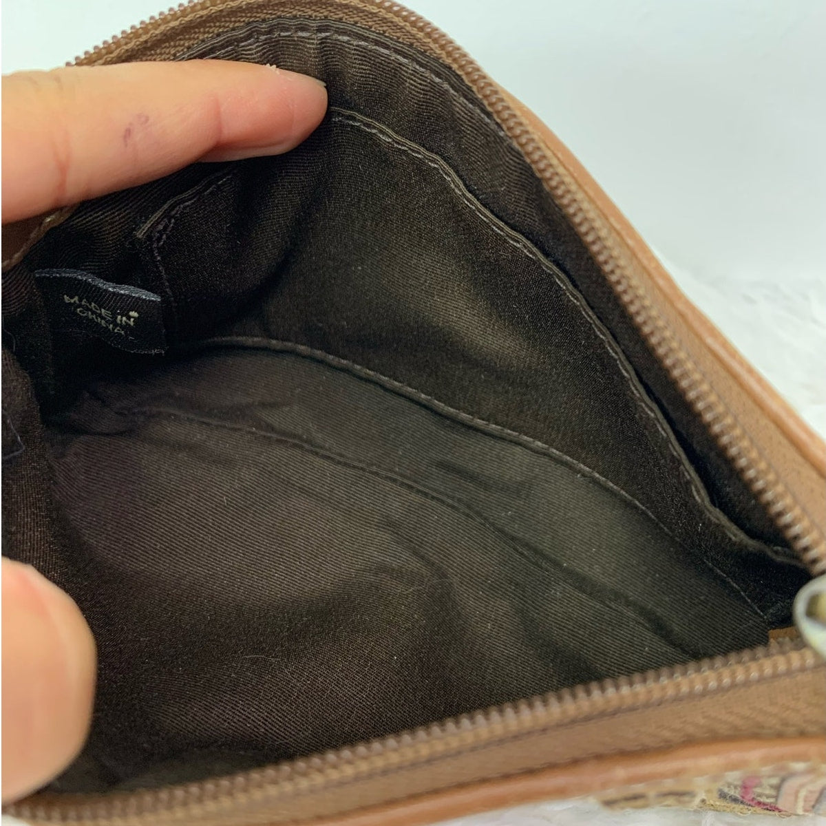 COACH Brown Signature Canvas Wristlet