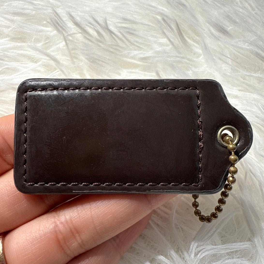2” COACH Brown Fob Bag Charm Hang tag Hangtag