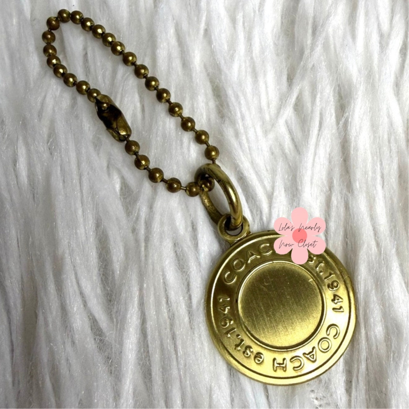 1" Coach Metal Circle Hangtag Hang Tag Bag Charm