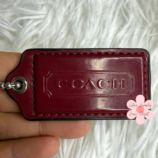 2" COACH Dark Red Fob Bag Charm Hang tag Hangtag