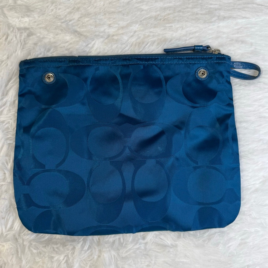 Coach Blue Pouch Make up Cosmetic Case