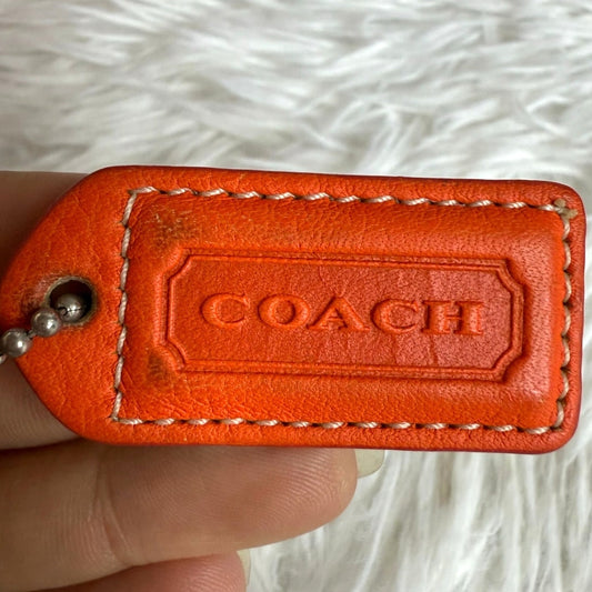 1.5" y2k COACH Orange Vintage Fob Bag Charm Hang tag Hangtag
