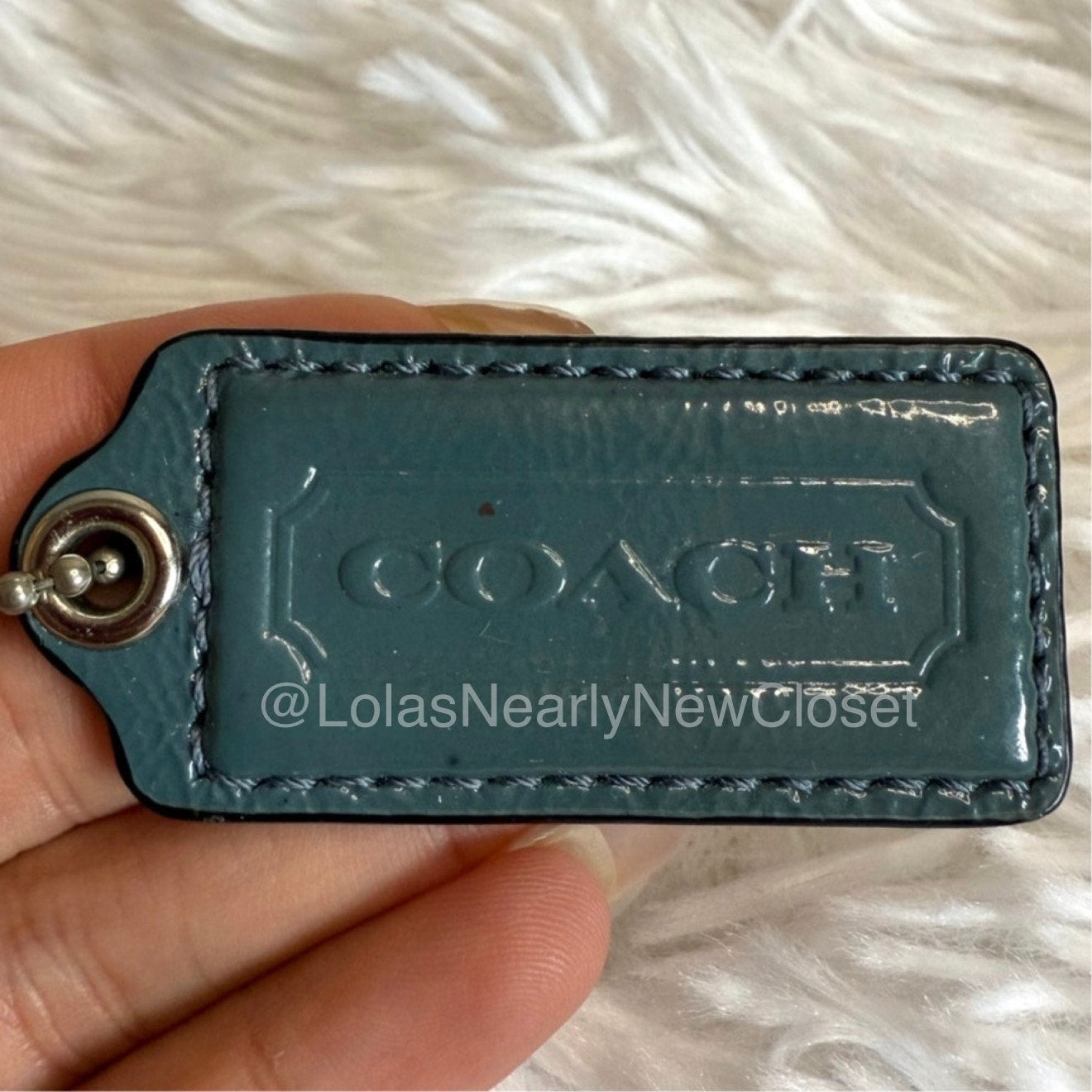 2" COACH Blue Fob Bag Charm Hang tag Hangtag