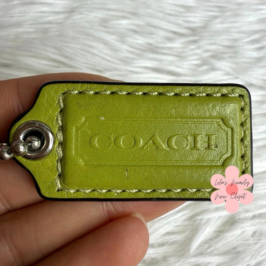 1.5" COACH Lime Green Fob Bag Charm Hang tag Hangtag
