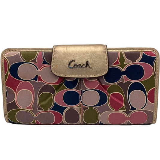 COACH Gold and Multi-color Canvas Wallet