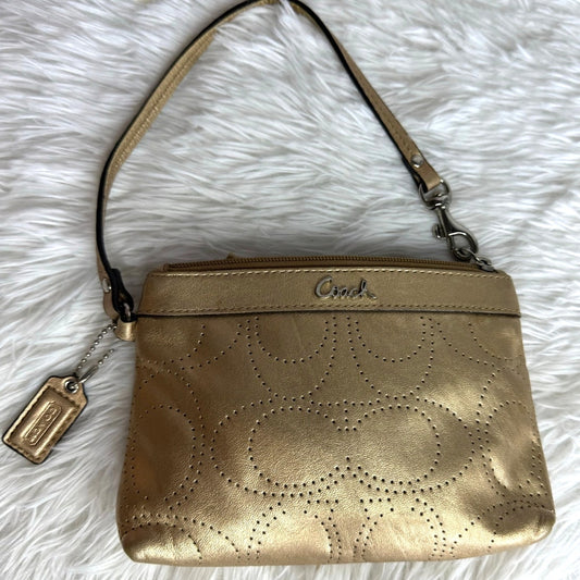 COACH Metallic Gold Signature Wristlet