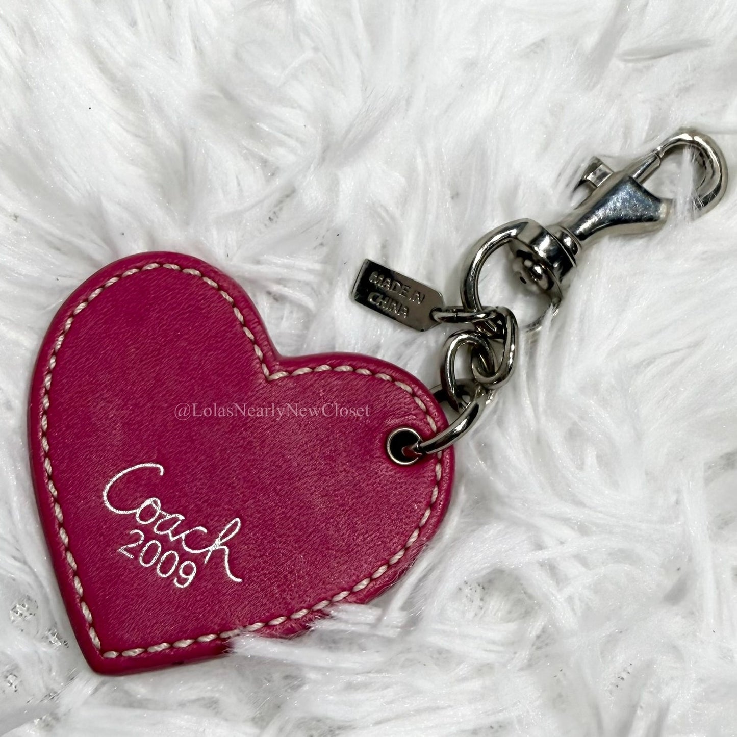 y2k Coach Heart Patent Leather Bag Charm Fob