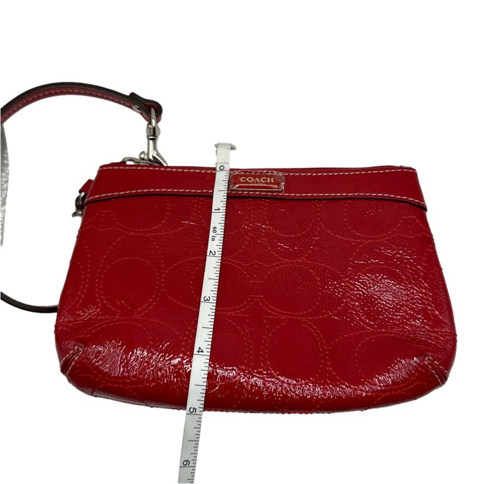 COACH Red Patent Leather Signature Wristlet