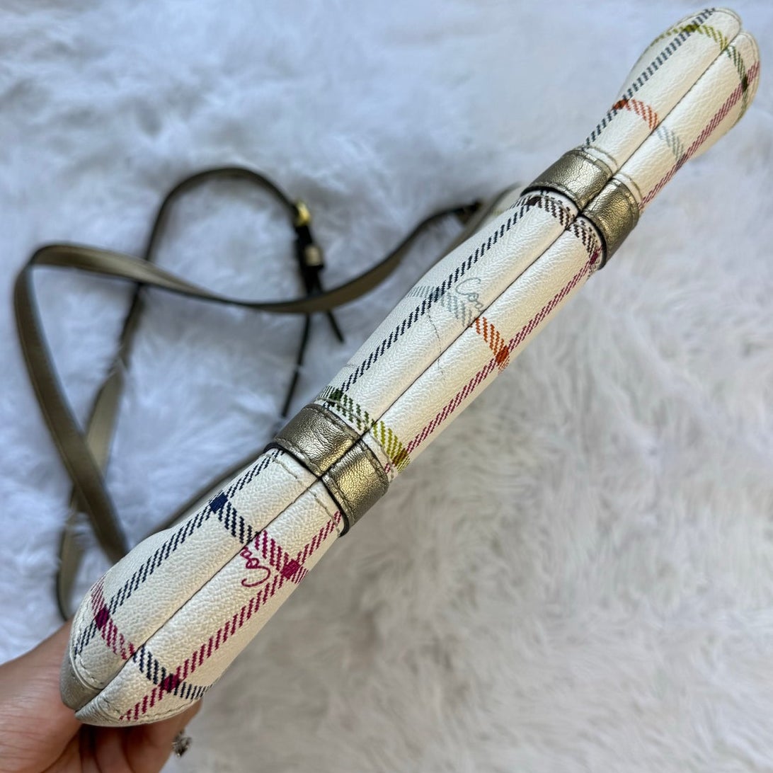 COACH Gold Plaid Peyton Tattersall File Coated Canvas Crossbody