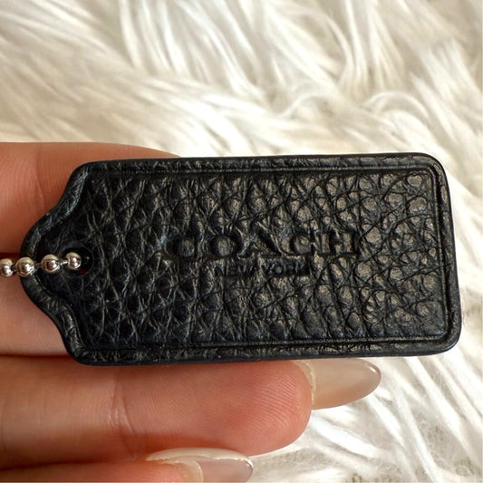 1.5" COACH Black Fob Bag Charm Hang tag Hangtag