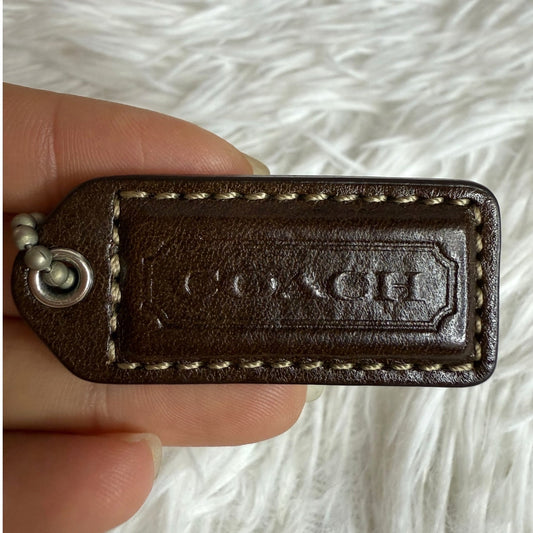 1.5"  y2k COACH Brown Vintage Fob Bag Charm Hang tag Hangtag