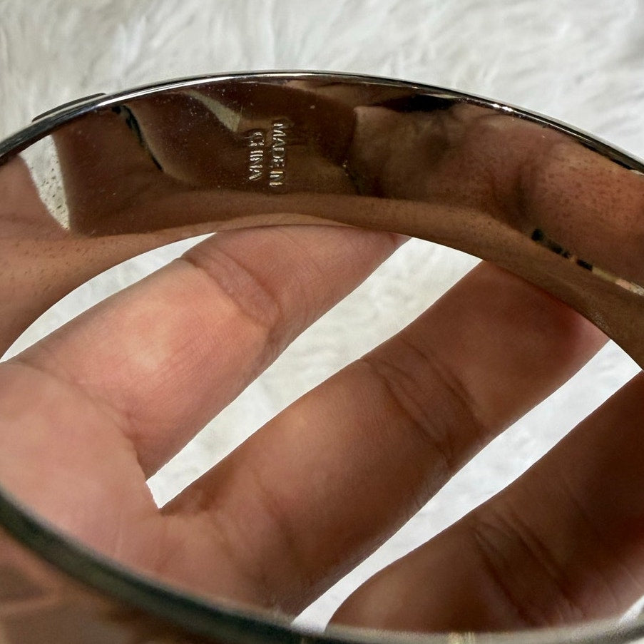 y2k Coach Cream Silver Bangle Bracelet