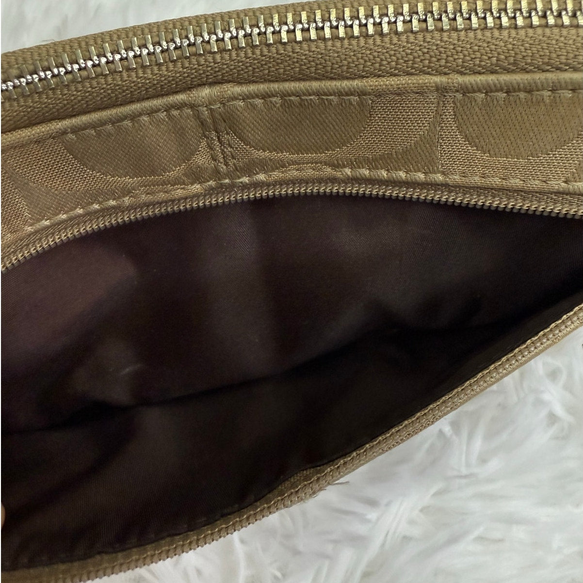 COACH Brown Signature Canvas Wristlet Wallet