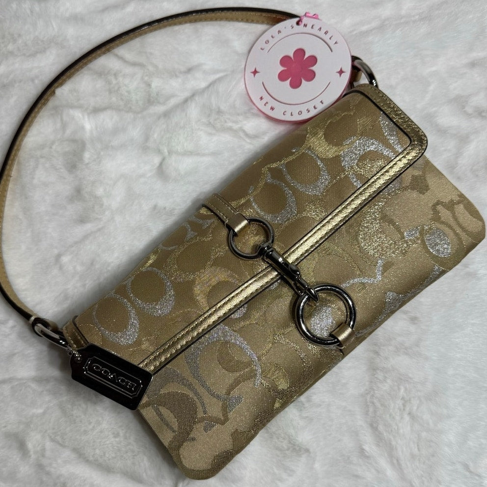 y2k COACH Vintage Demi Metallic Gold Silver Mini Purse