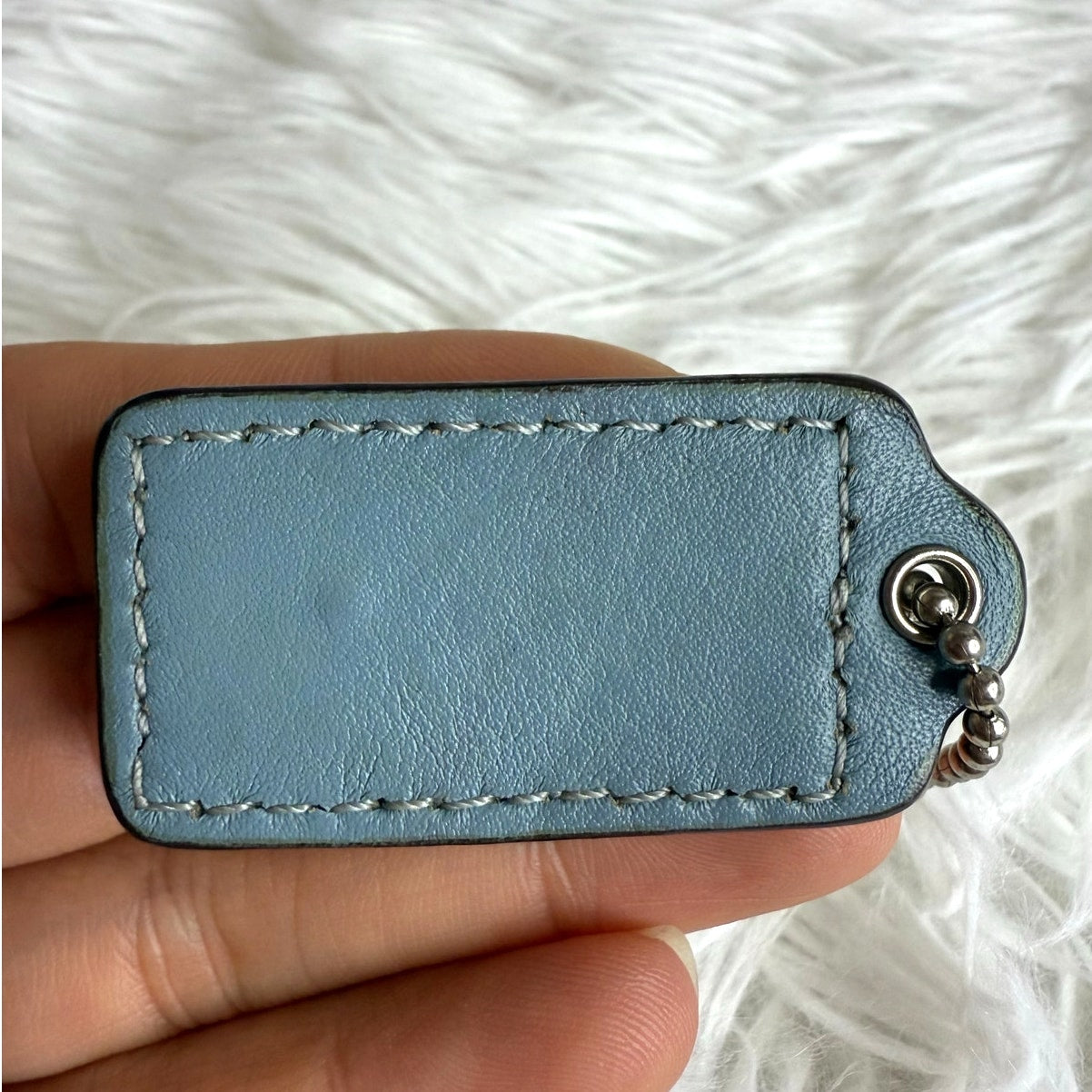 1.5" COACH Light Blue Fob Bag Charm Hang tag Hangtag