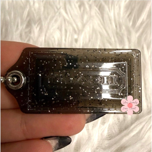 1.5" COACH Poppy Black Fob Bag Charm Hang tag Hangtag