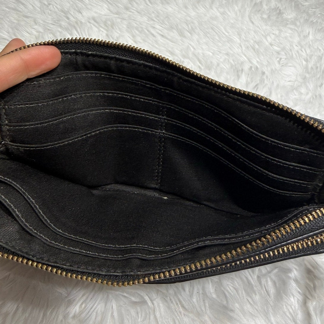 Coach Black Brown Coated Canvas Wristlet