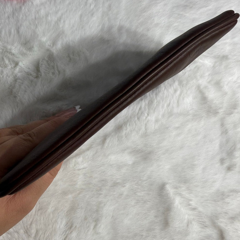 VINTAGE COACH MAHOGANY BROWN LEATHER FLAT SMALL COSMETIC BAG CASE POUCH 6990