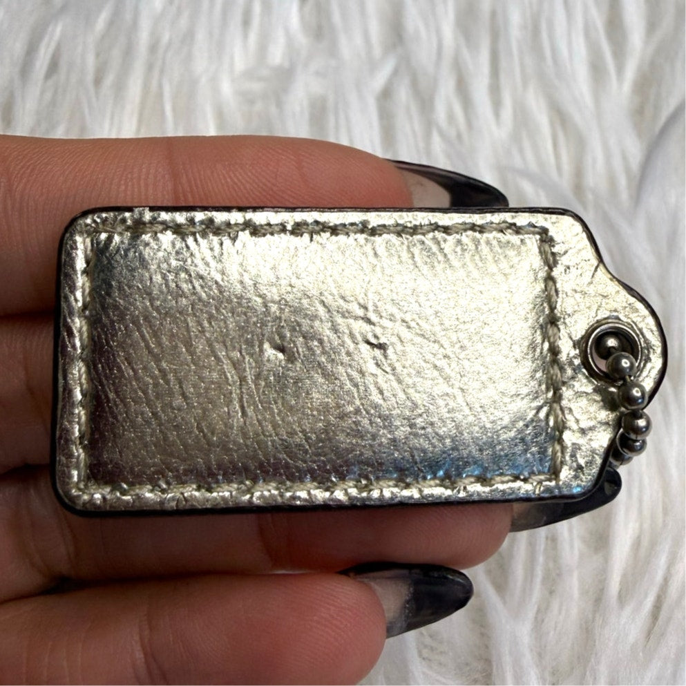 1.5” COACH Silver Fob Bag Charm Hang tag Hangtag