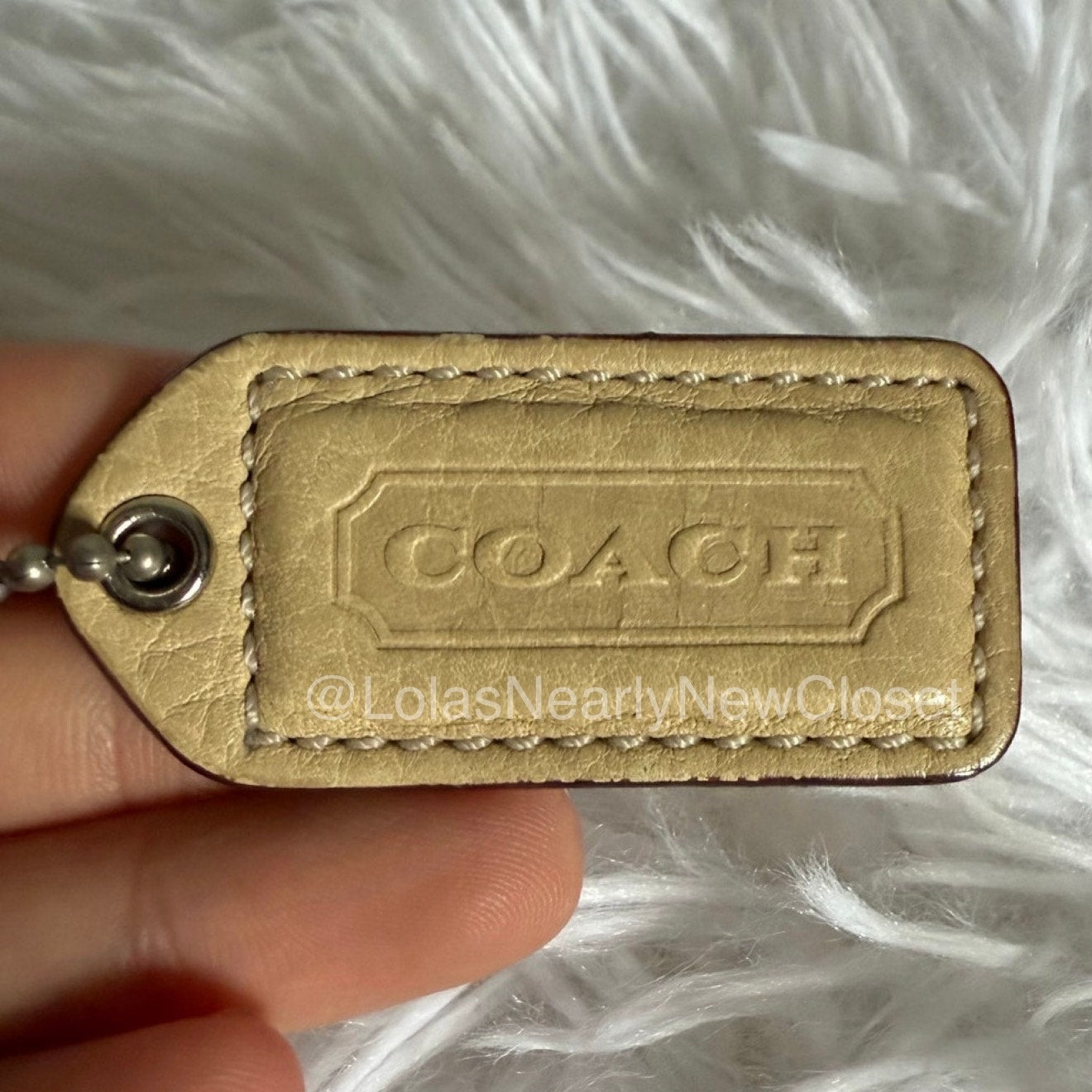 1.5" y2k COACH Champagne Tan Fob Bag Charm Hang tag Hangtag