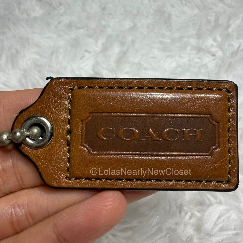 2" COACH Brown Fob Bag Charm Hang tag Hangtag