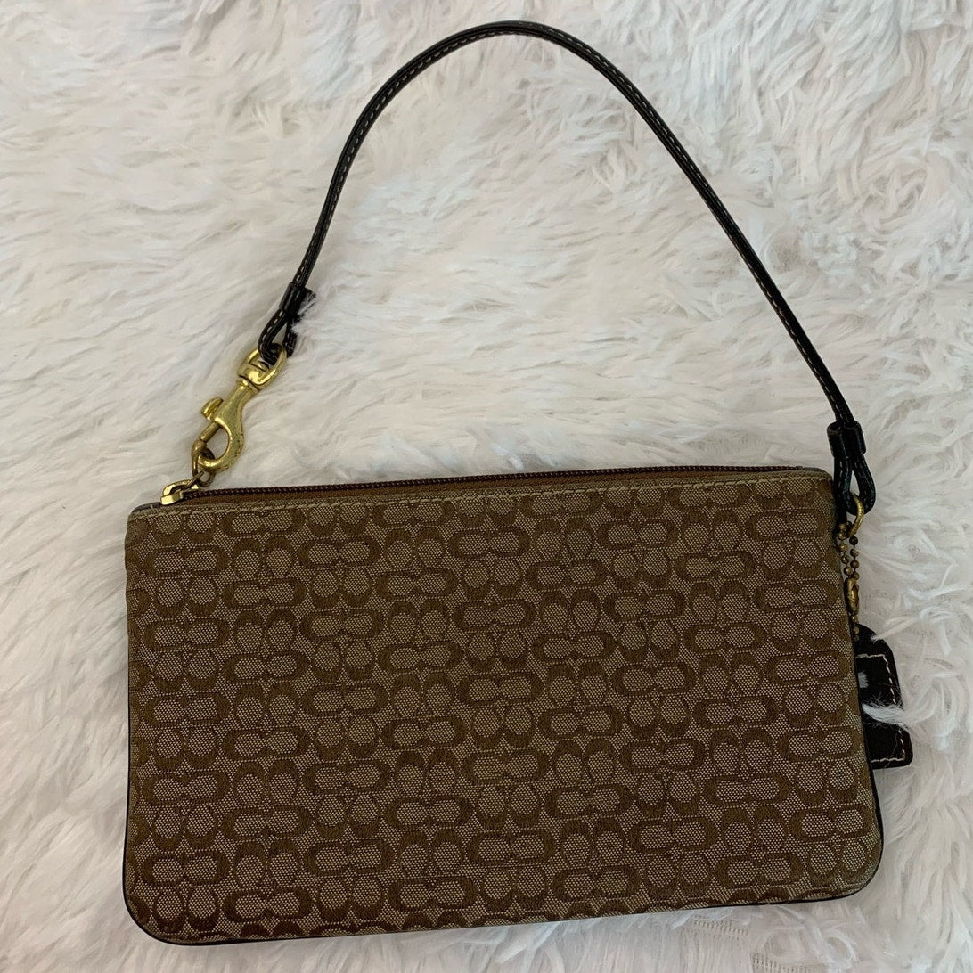 y2k COACH Brown Signature Canvas Wristlet